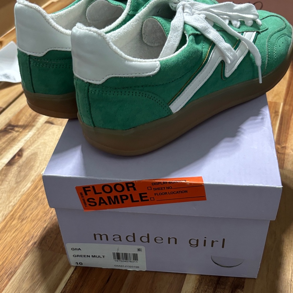 Madden Girl Green and White Sneakers